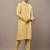 Men's yellow straight viscose silk kurta