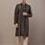 Men’s navy blue textured threadwork kurta