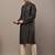 Men’s navy blue textured threadwork kurta