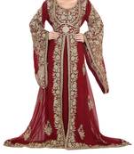 red georgette aari & stone work kaftan dress