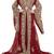 Red georgette moroccan islamic dubai kaftan farasha aari and stone work dress
