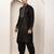 Men’s black embroidered kurta with contrast threadwork & decorative motif
