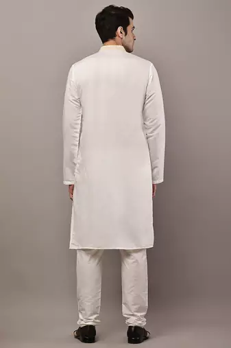 Men’s  off-white embroidered kurta set