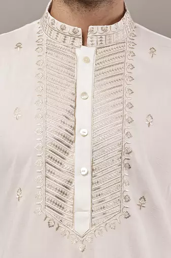 Men’s cream embroidered kurta