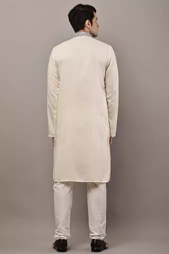 Men’s  cream embroidered kurta set