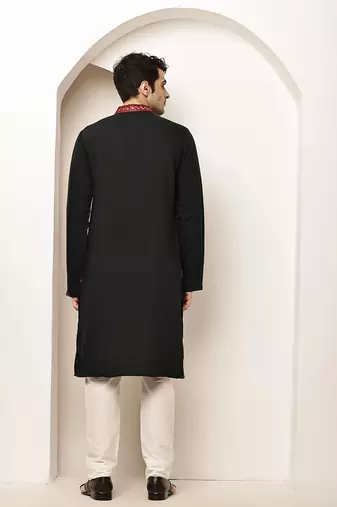 Men’s  black embroidered kurta set