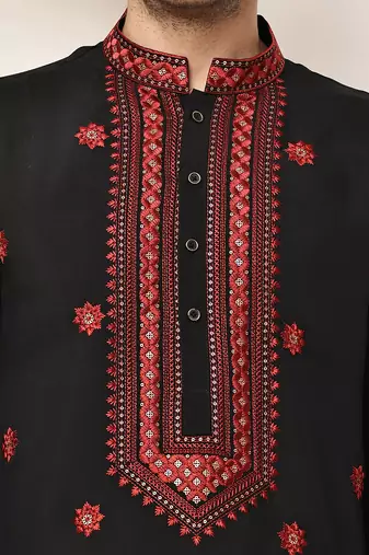 Men’s  black embroidered kurta set