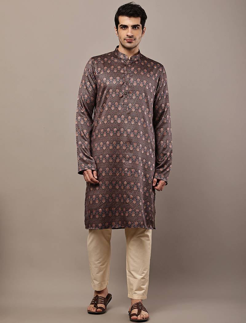 Men’s brown printed kurta