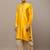Men’s yellow embroidered kurta with contrast threadwork & decorative motif