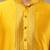 Men’s yellow embroidered kurta with contrast threadwork & decorative motif