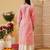 Ada hand embroidered peach cotton lucknowi chikankari straight kurta