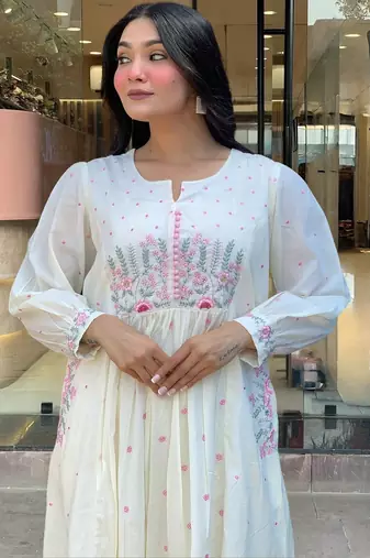 White floral anarkali suit