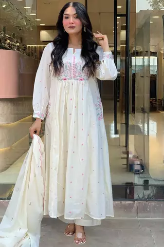 White floral anarkali suit
