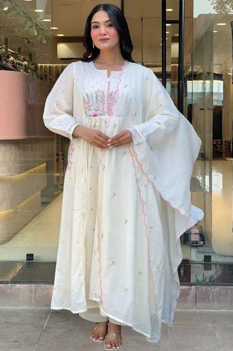 White floral anarkali suit