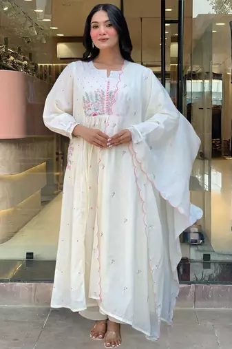 White floral anarkali suit