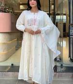 White floral anarkali suit