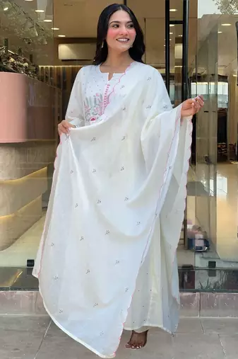 White floral anarkali suit