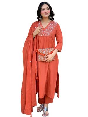 Rust cotton-blend suit set 2