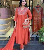 Rust cotton-blend suit set