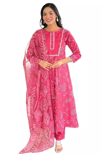 Rani pink printed suit