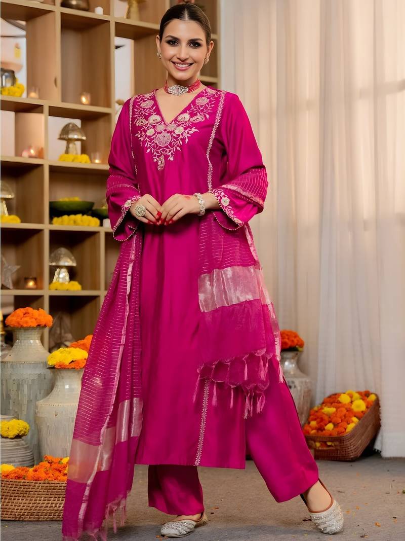 Rani pink festive suit