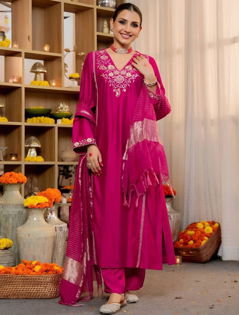 Rani pink festive suit
