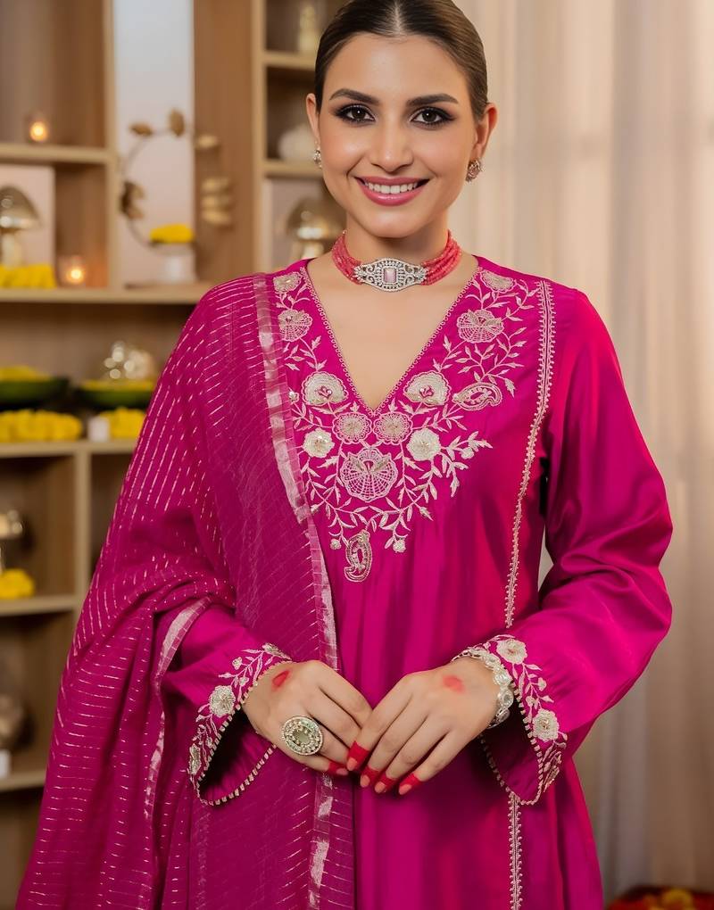 Rani pink festive suit