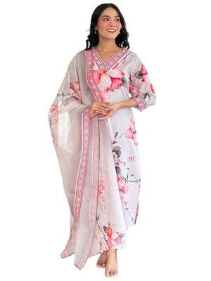 Cream floral printed suit 2