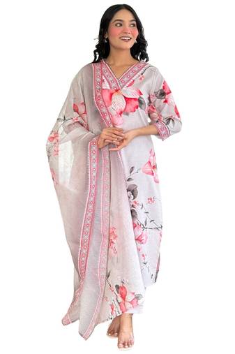 Cream floral printed suit