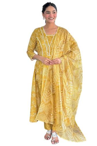 Yellow printed suit set