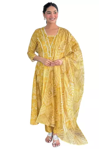 Yellow printed suit set