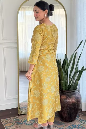 Yellow printed suit set