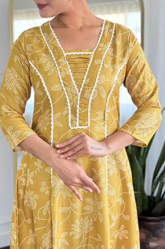 Yellow printed suit set