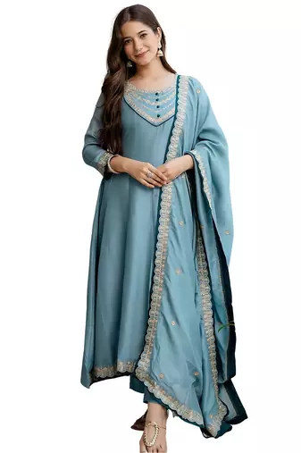 Blue anarkali suit set