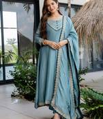 Blue anarkali suit set