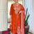 Dark-orange embroidered anarkali