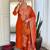 Dark-orange embroidered anarkali