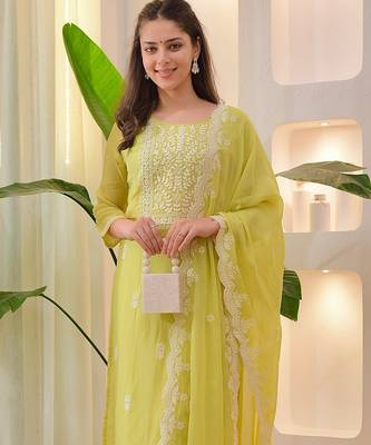 Lemon yellow embroidered suit 3