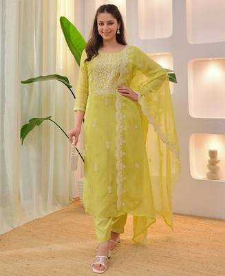 Lemon yellow embroidered suit 4