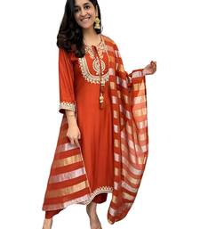 Rust orange ethnic suit with striped dupatta
