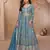 Sky embroidered silk free size stitched anarkali suit