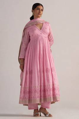 Lilac sachet mul-mul anarkali kurta set 1