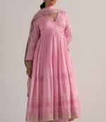 Lilac sachet mul-mul anarkali kurta set