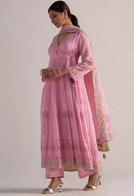 Lilac sachet mul-mul anarkali kurta set 3