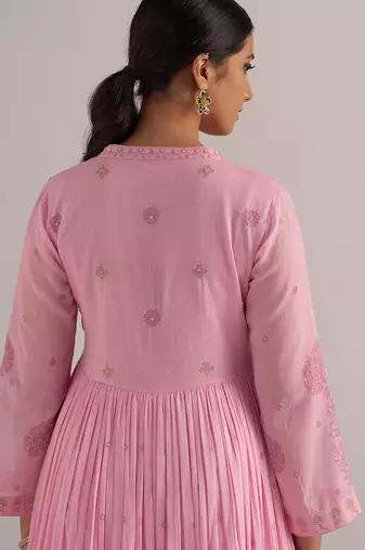 Lilac sachet mul-mul anarkali kurta set
