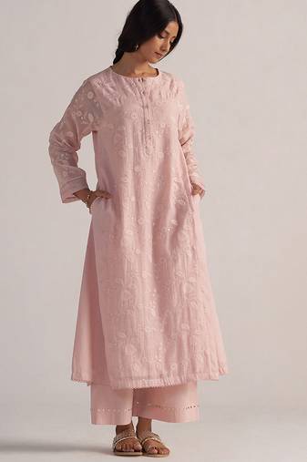 Potpourri pink pure chanderi co-ord set