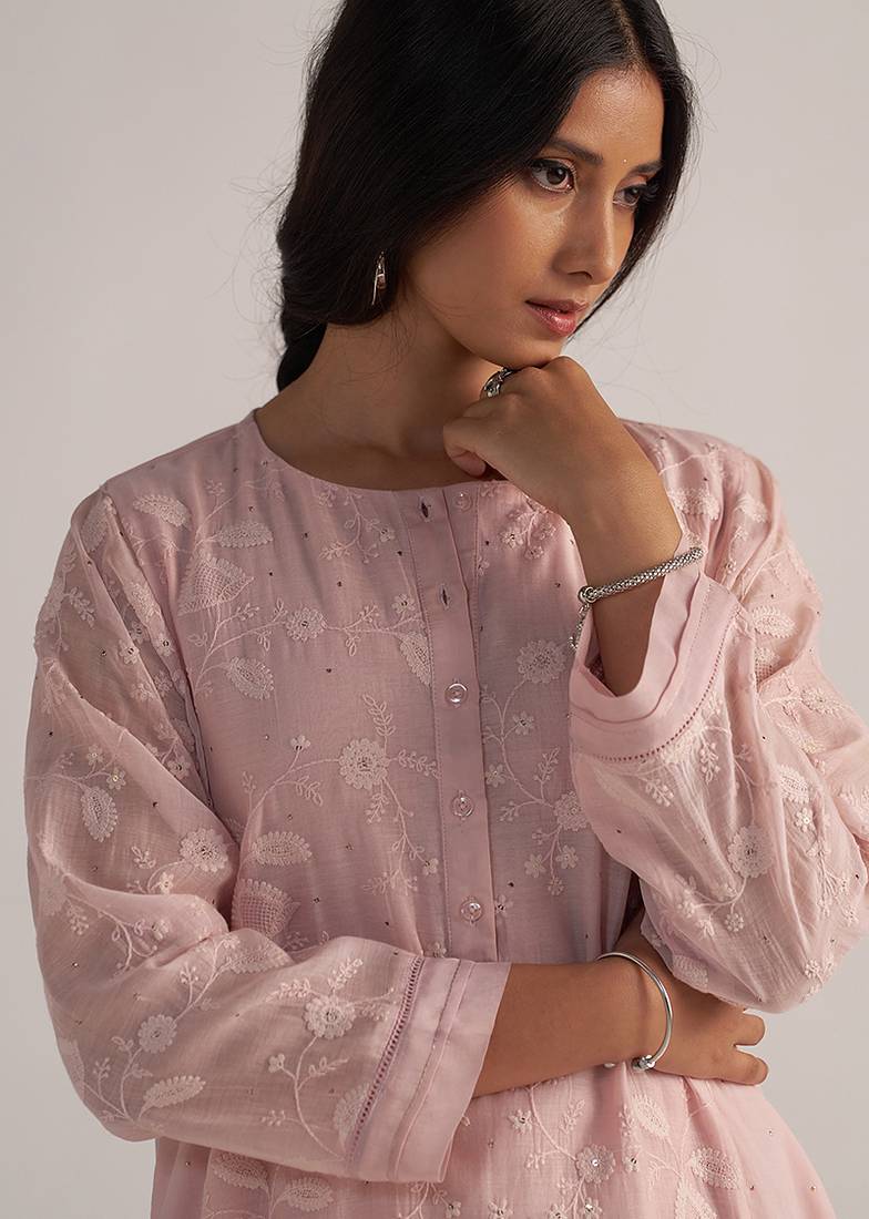 Potpourri pink pure chanderi co-ord set