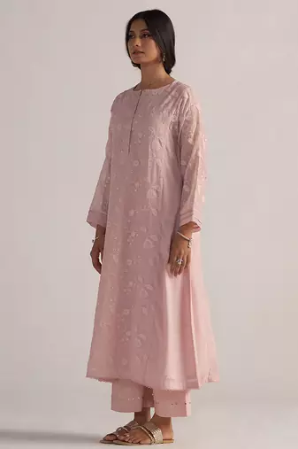 Potpourri pink pure chanderi co-ord set