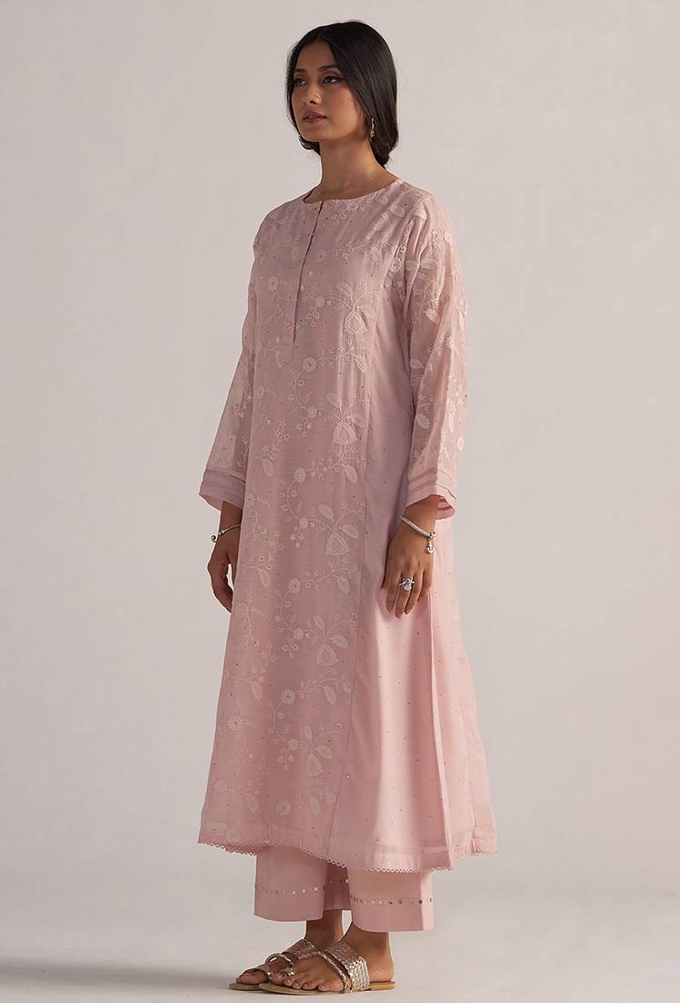 Potpourri pink pure chanderi co-ord set