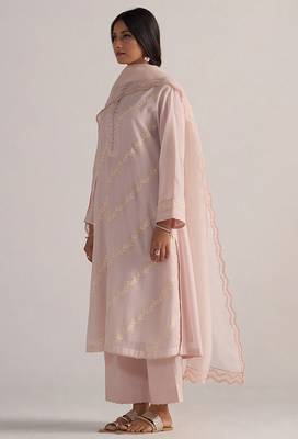 Mauve chalk pure chanderi kurta set 3